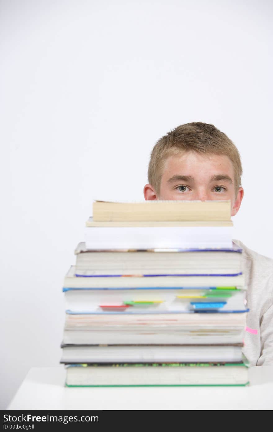 A teen age student over whelmed with home work