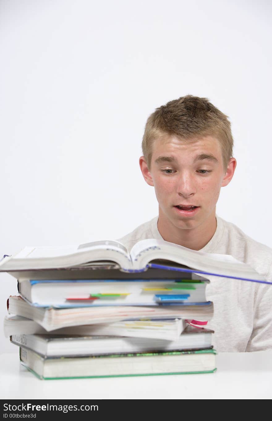 A teen age student over whelmed with home work