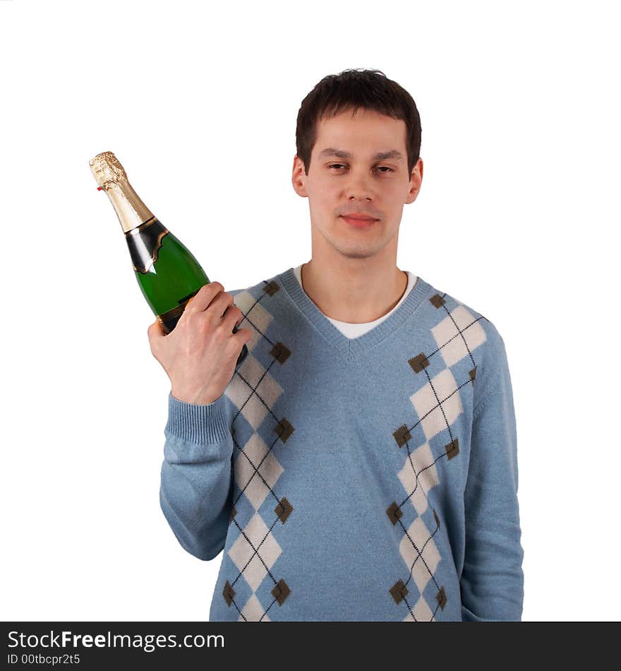 Young man with wine