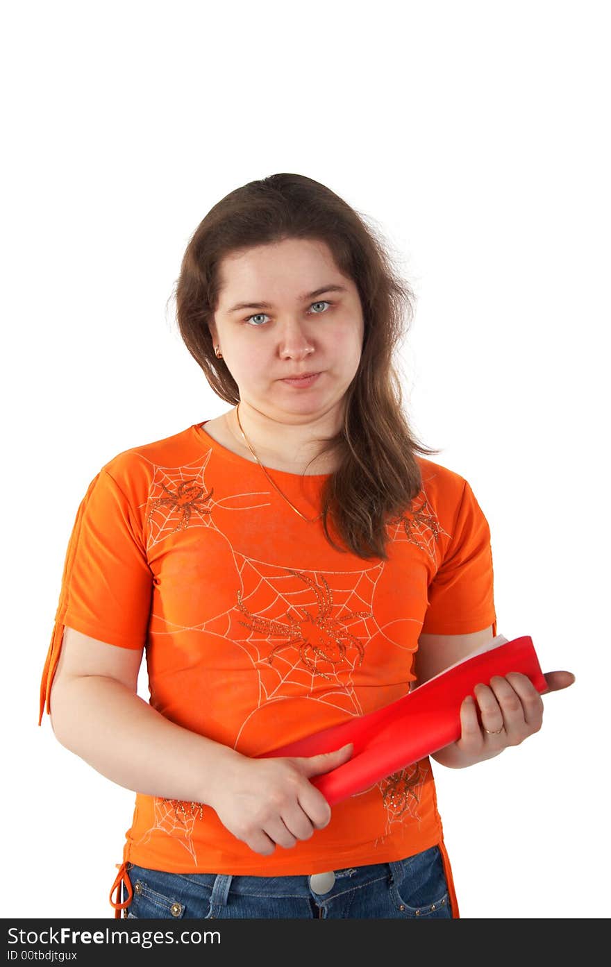 Girl with twisted red folder