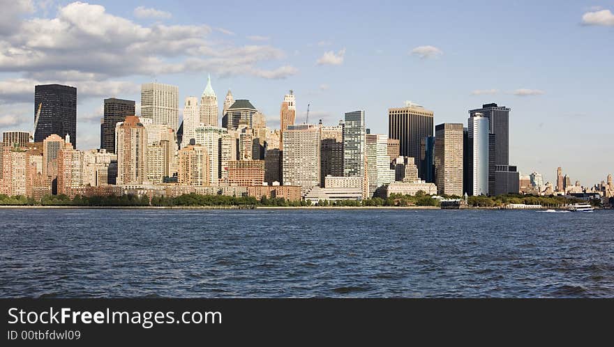 Tip of Lower Manhattan with the Hudson River in Foreground. Tip of Lower Manhattan with the Hudson River in Foreground.