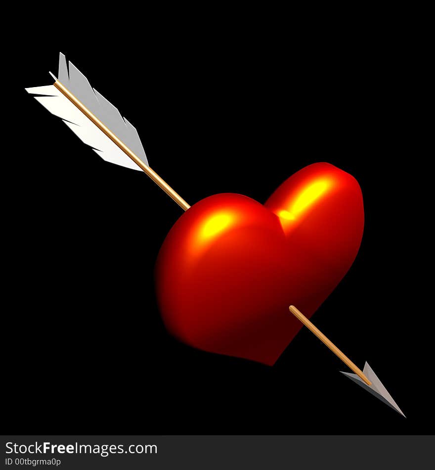 Symbol of love on a black background. 3D image.