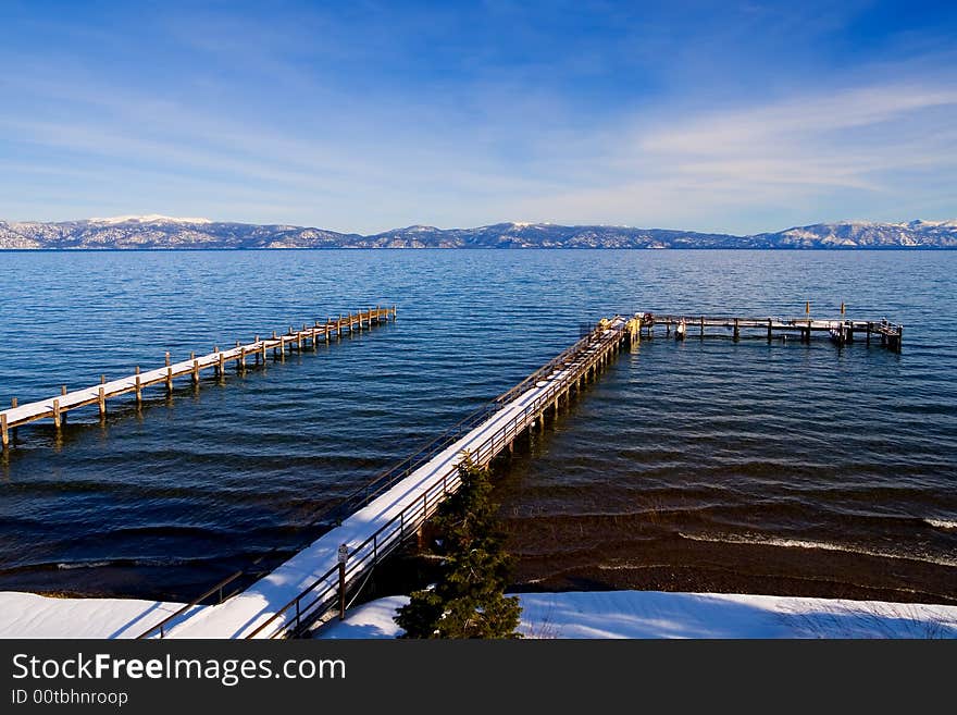 Pier in Lake Tahoe in Winter. Pier in Lake Tahoe in Winter