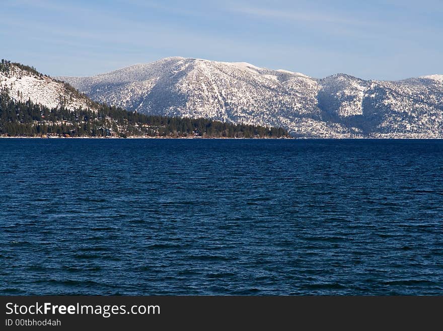 Lake in winter, high in the mountains