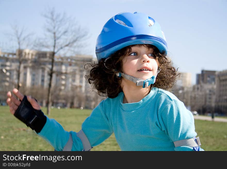 Little Girl Rollerblading