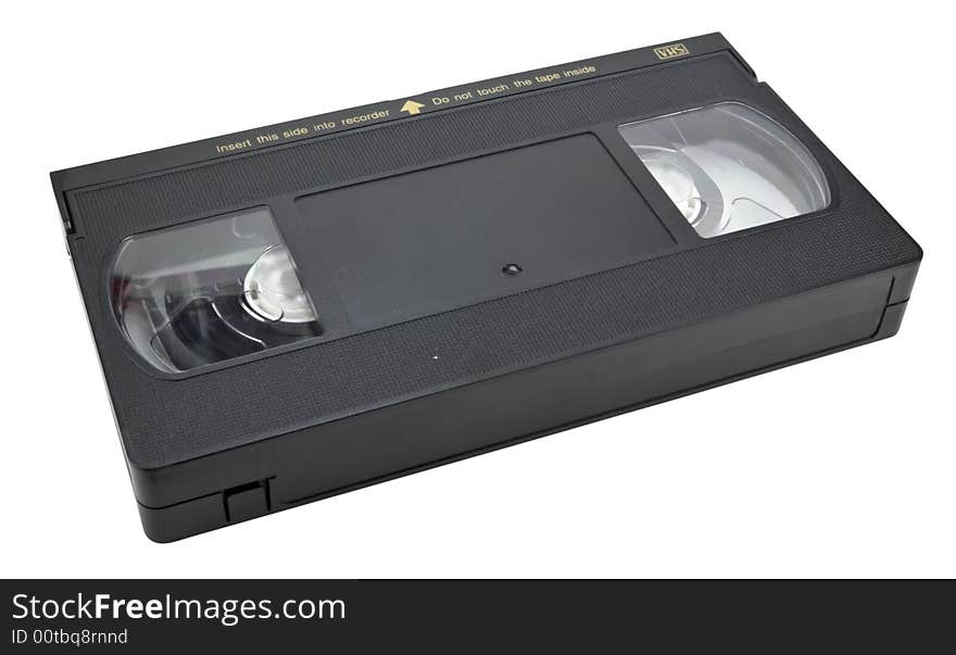 Black vhs cassette, isolated on white, clipping path included. Black vhs cassette, isolated on white, clipping path included.