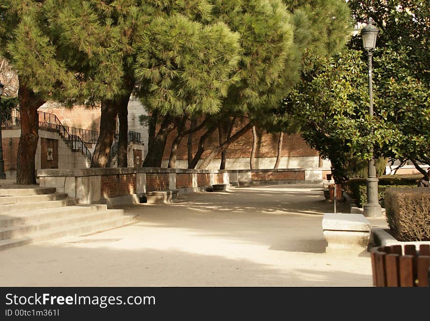 Sabatini park, near the palacio real in madrid. Sabatini park, near the palacio real in madrid