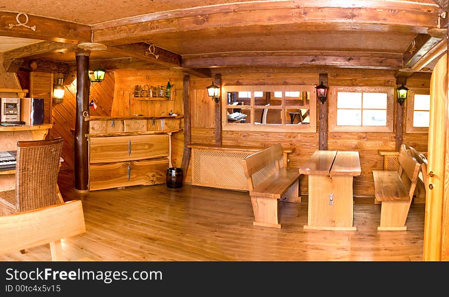 The wood interior inside old ship. The wood interior inside old ship.