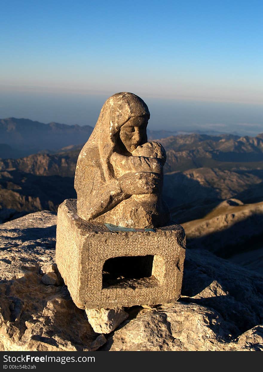 Little stony Madonna on the top of Picu Urriellu. Little stony Madonna on the top of Picu Urriellu