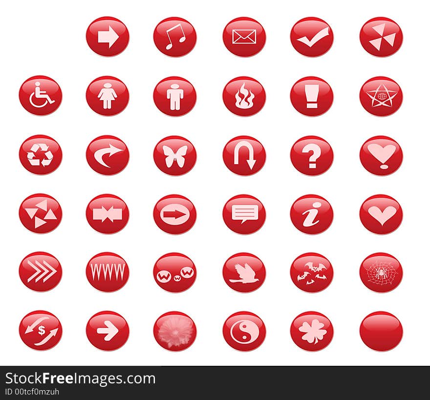 Red web buttons on white. Red web buttons on white