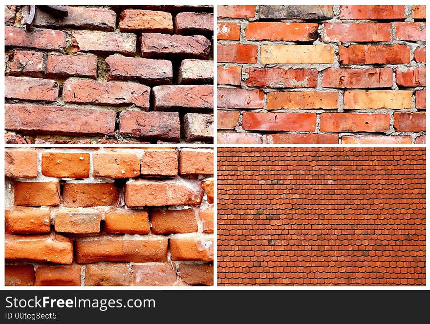 Four kind of bricks wall - four kind of background. Four kind of bricks wall - four kind of background