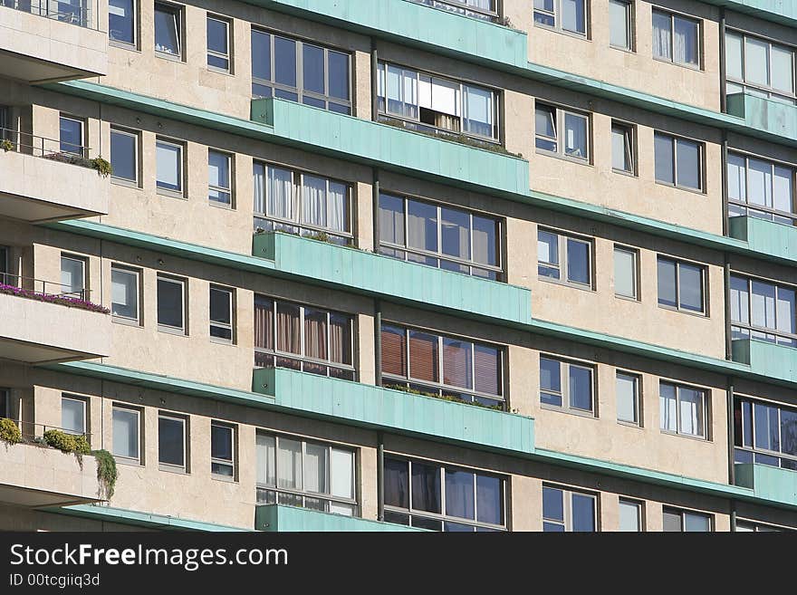 Photo of an apartment block. Photo of an apartment block