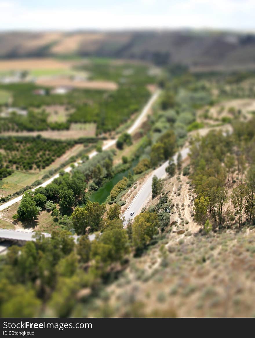 Road with car over a river in Andalusia. Road with car over a river in Andalusia