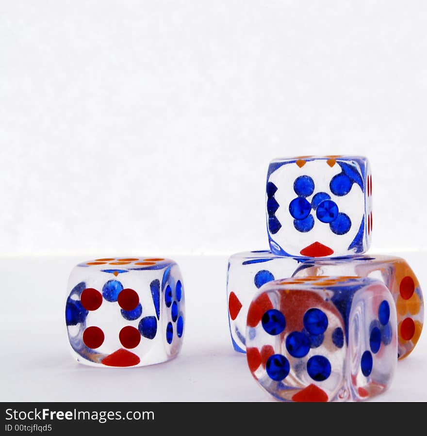 The foto of dice on white background