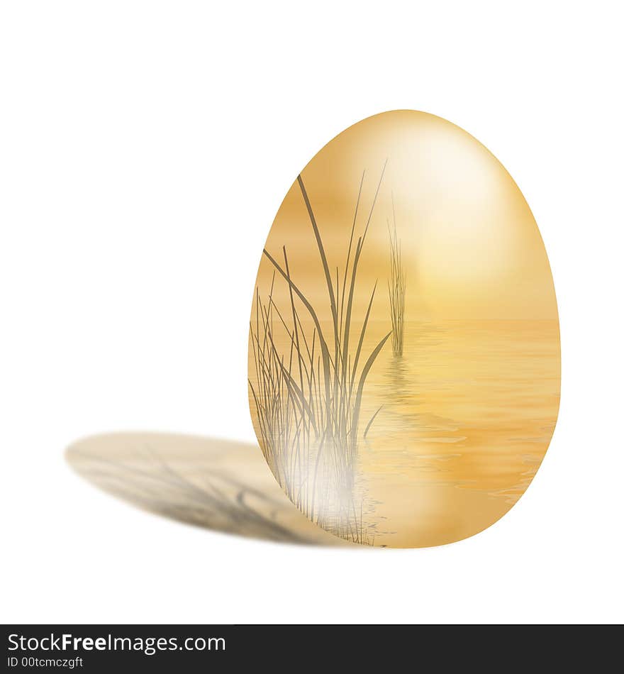 Easter egg illustration isolated on white with cast shadow