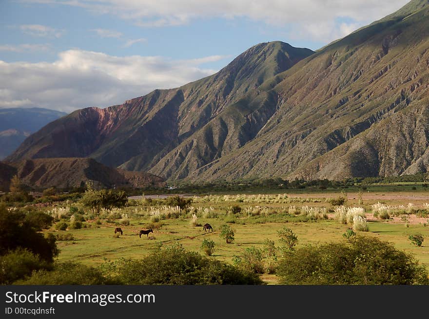 Peaceful mountain scenery in Jujuy, northwestern region of Argentina,