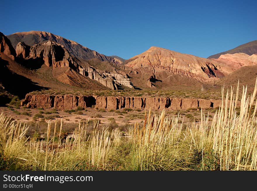 Sunlight on colourful mountain scenery in Salta,Argentina. Sunlight on colourful mountain scenery in Salta,Argentina