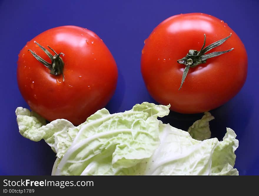 Tomatoes and salad.