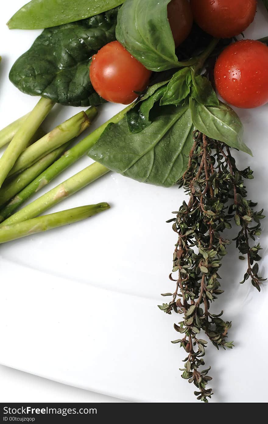 Vegetables on a plate. Still-life. Vegetables on a plate. Still-life.