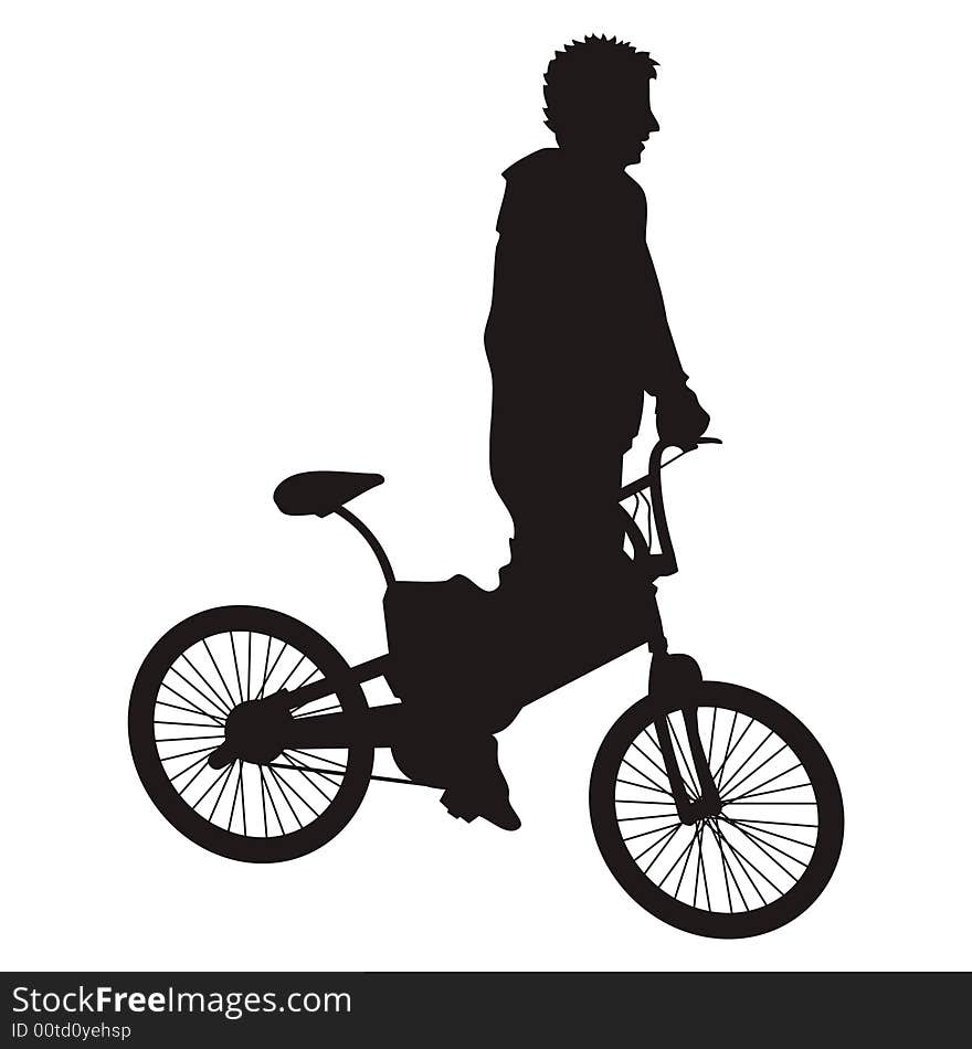 Bicycle rider silhouette isolated on white. Bicycle rider silhouette isolated on white