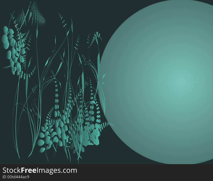 Green leafs background and sun - illustration