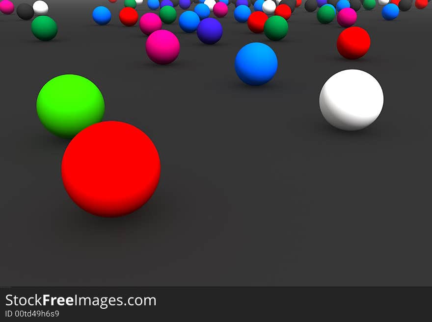 3D Colored Balls Against Gray Background