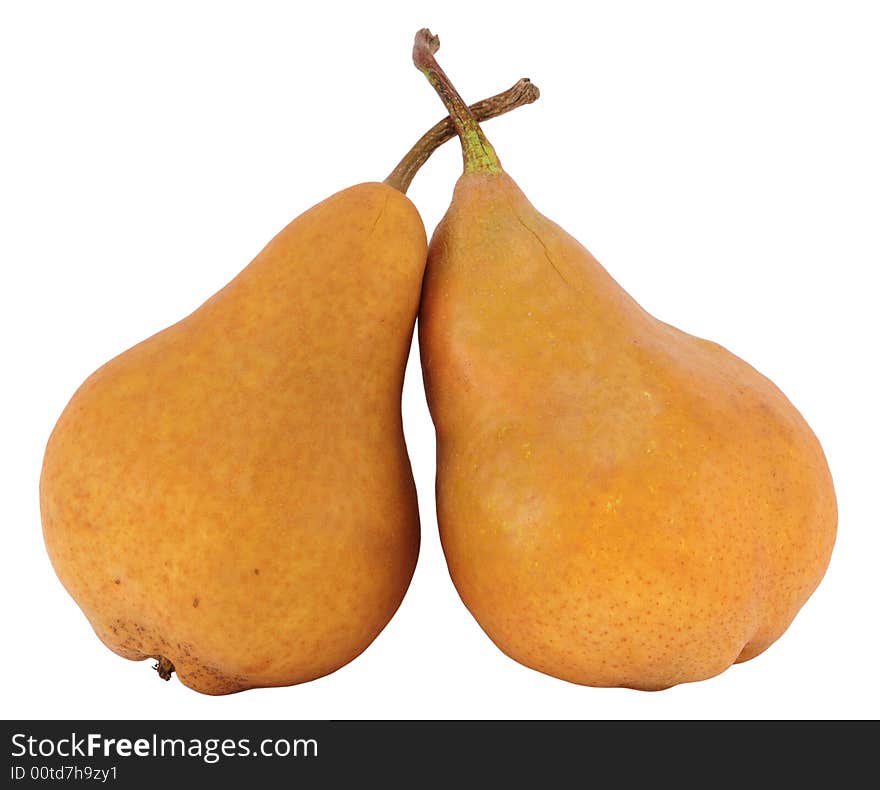 Two pears isolated on a white background.