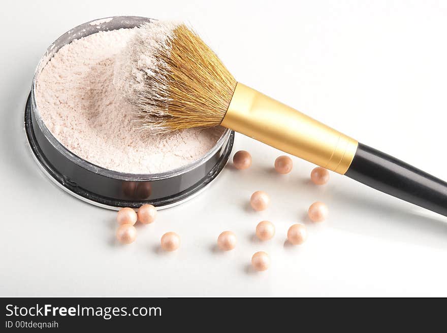 Still life with cosmetics on the white background