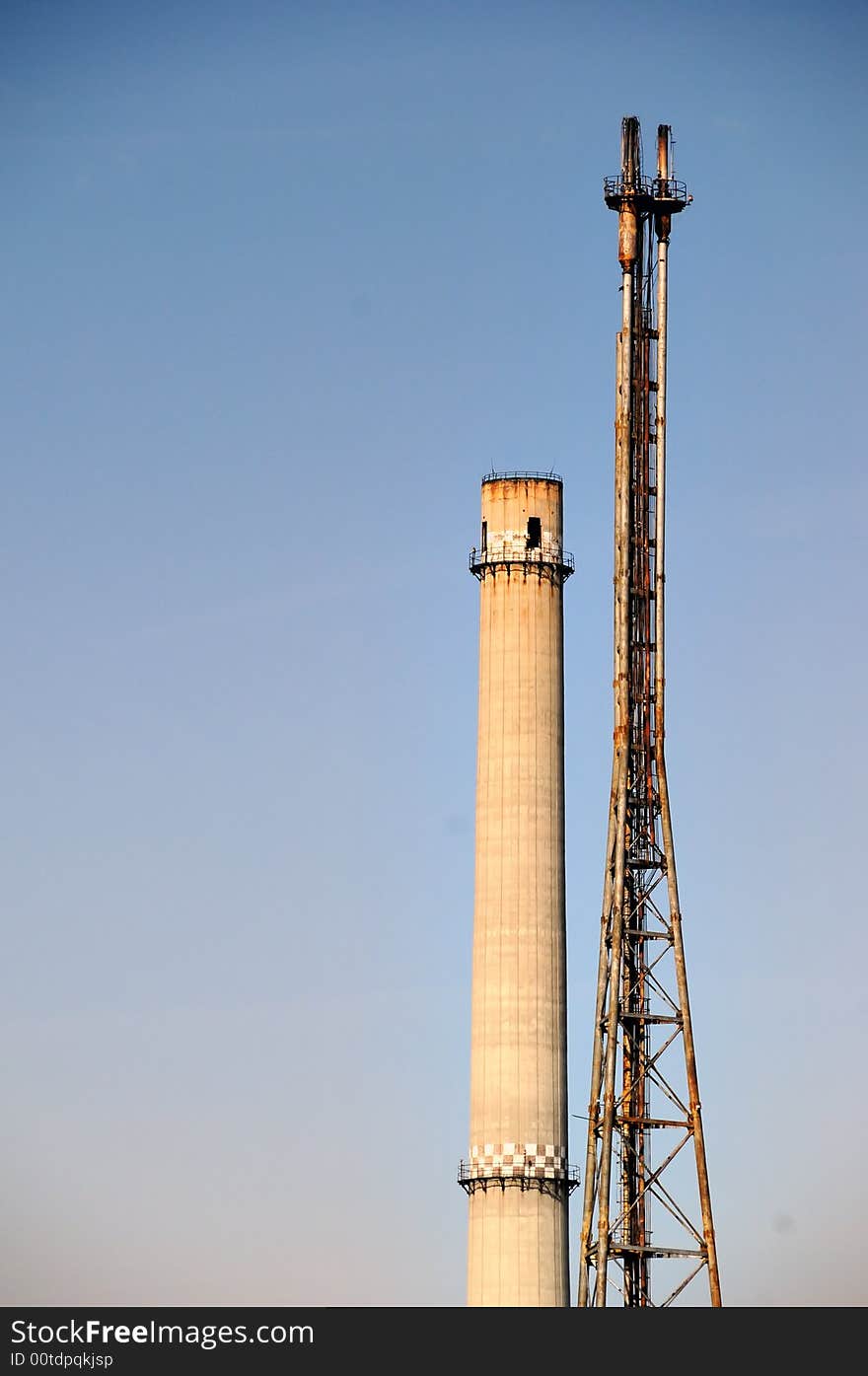 A view with two industrial towers