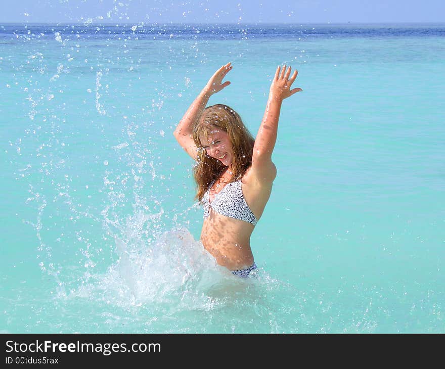 Beautiful young girl in the water. Beautiful young girl in the water