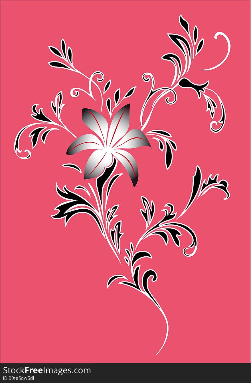 Beautiful pink flower on a red background