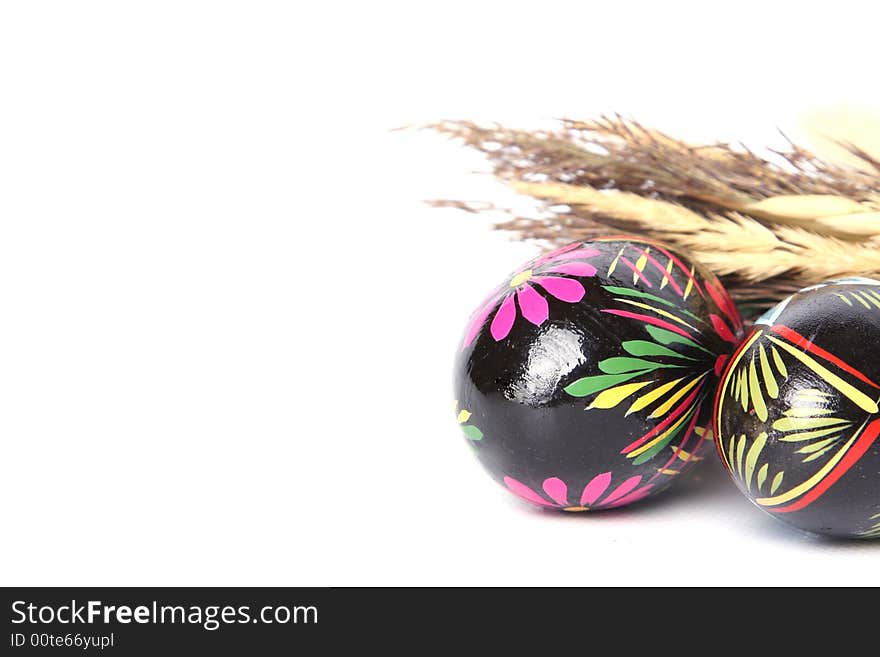 Hand painted easter eggs seprate on white