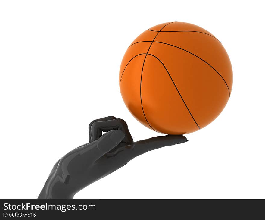 Basketball ball on forefinger. Isolated. Basketball ball on forefinger. Isolated.