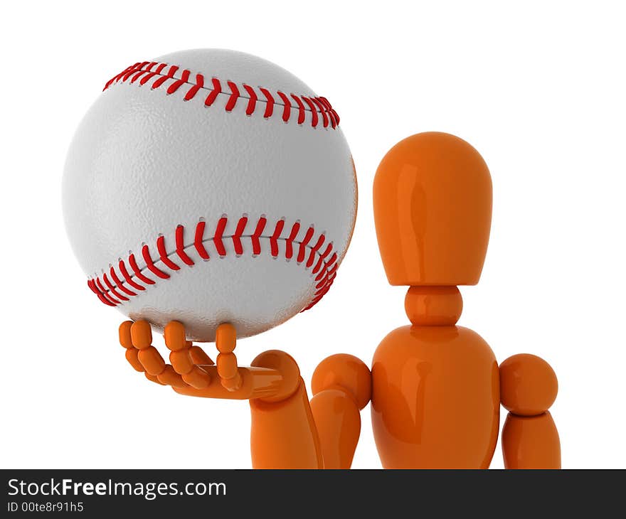 Orange mannequin with baseball ball. Isolated. Orange mannequin with baseball ball. Isolated.