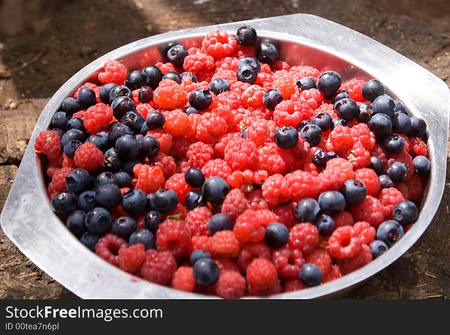 Plate With Raspberry And Blueberry