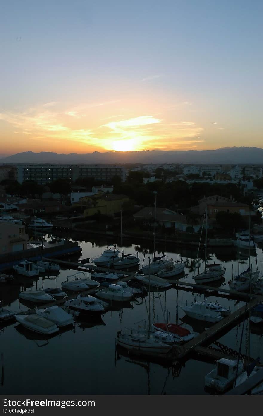 Port at sunset