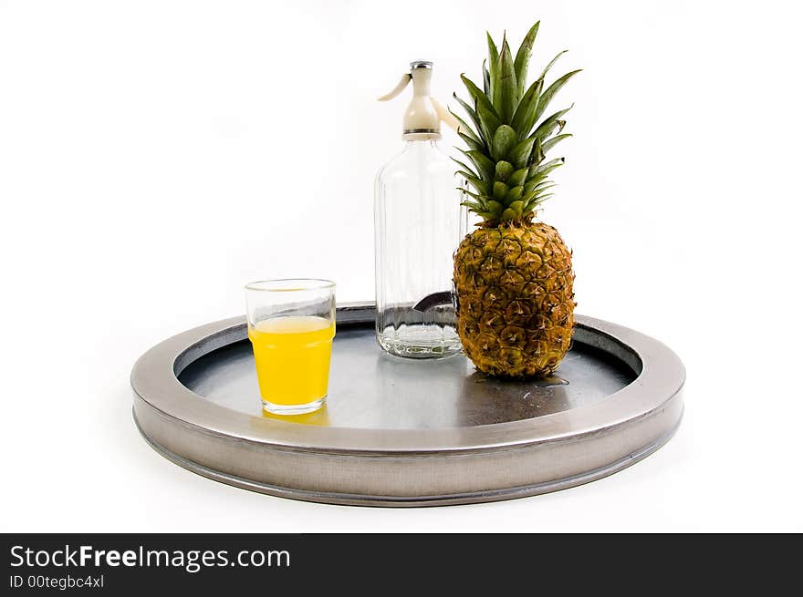 Juicy ananas with soda water