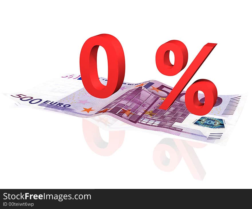 3d rendered percentage on euro banknote