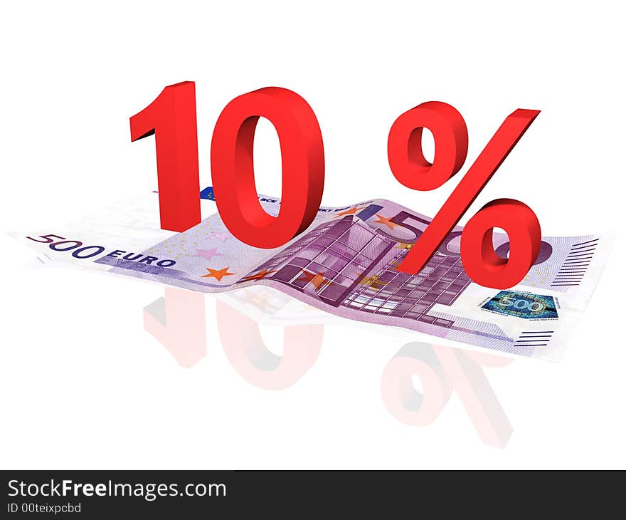 3d Rendered Percentage On Euro Banknote