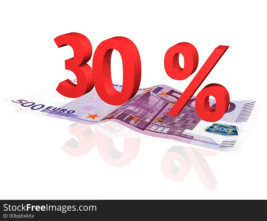 3d Rendered Percentage On Euro Banknote