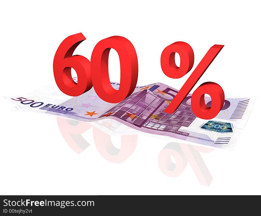 3d rendered percentage on euro banknote