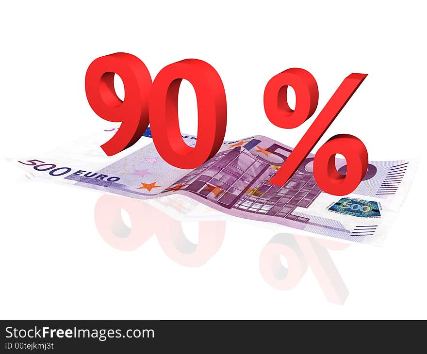 3d Rendered Percentage On Euro Banknote