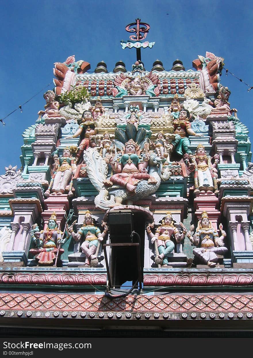 Colorful Sri Maha-Mariamman HIndu Temple In Penang Malaysia. Colorful Sri Maha-Mariamman HIndu Temple In Penang Malaysia