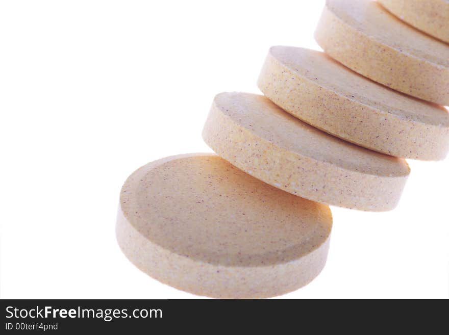 Pile of soluble vitamin tablets. Pile of soluble vitamin tablets