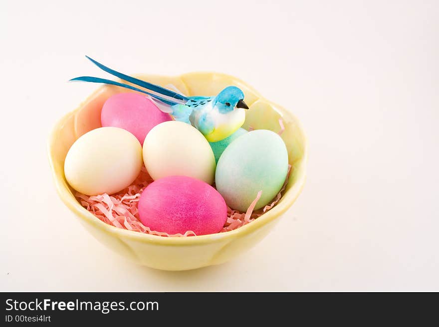 Easter Eggs And Blue Bird