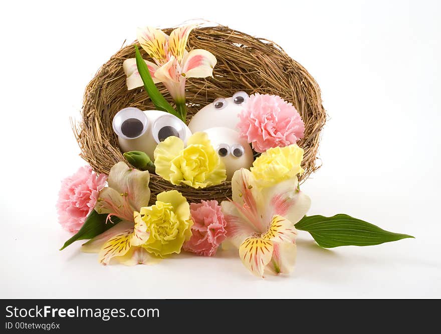 Floral googly nest