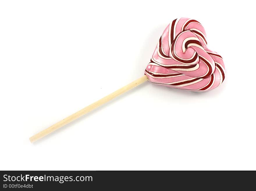 Pink spiiral candy on white background. Pink spiiral candy on white background