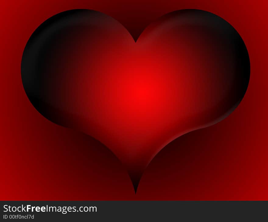 Red-and-black heart on a red-and-black background