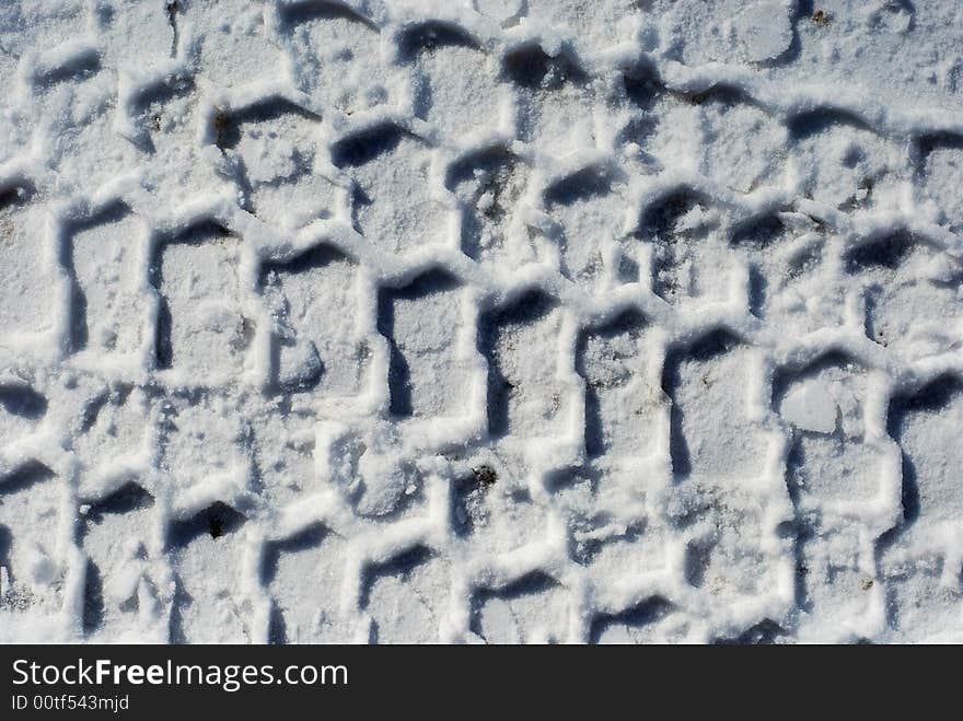 Wheel prints in the snow