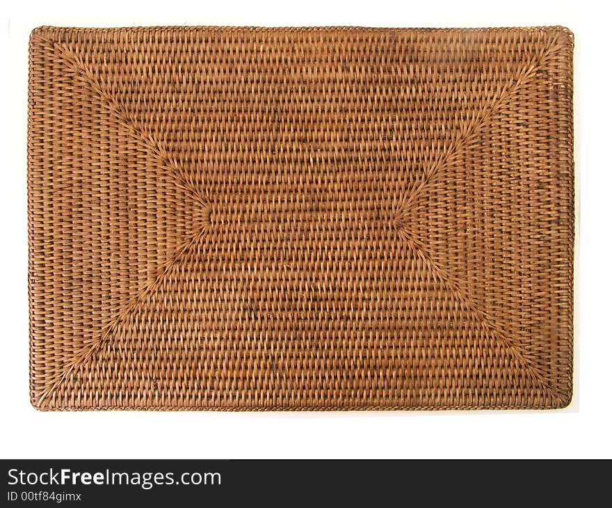 Rectangular form from rattan, on a white background.